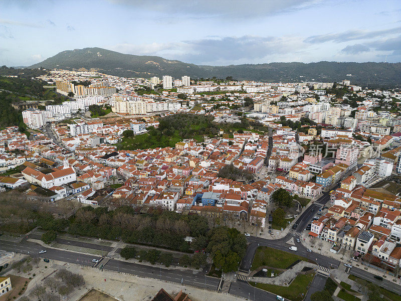 Aerial view of the city of Setúbal in Portugal